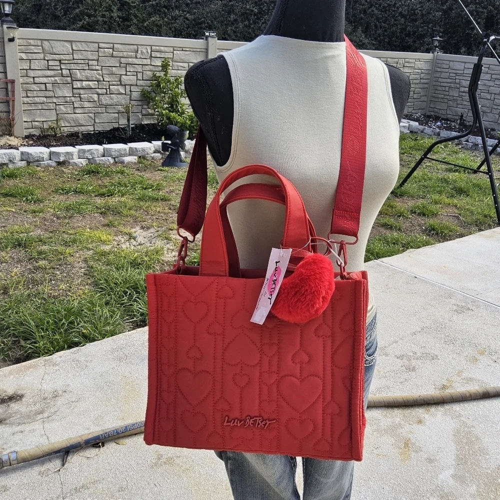 Betsey Johnson Red Quilted Heart Tote